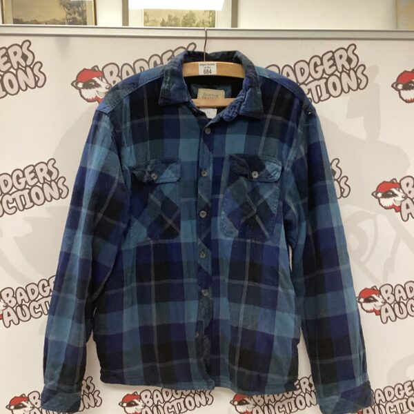 Blue and grey plaid Boston Traders fleece lined jacket.