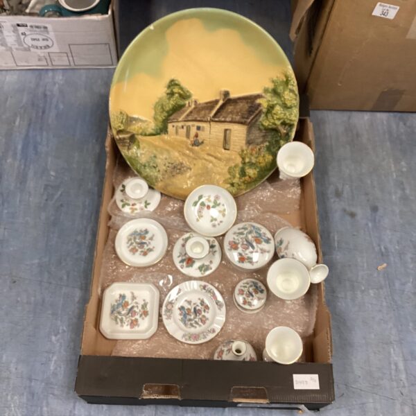 Vintage Wedgwood bone china trinket set with floral design.