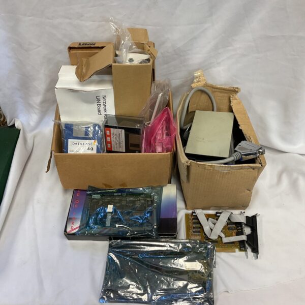 Computer hardware lot with sound and video cards.