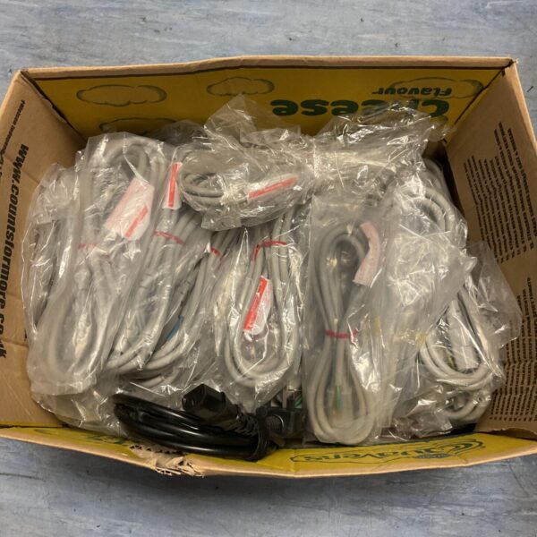 Lot of used kettle lead cables for appliance repair.