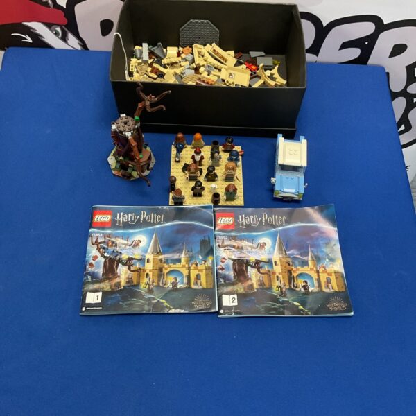 Lego Harry Potter Hogwarts Castle set with minifigures and pieces.