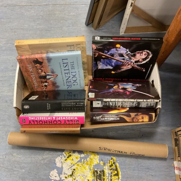 Lot of Bruce Springsteen books and a concert poster for collectors.