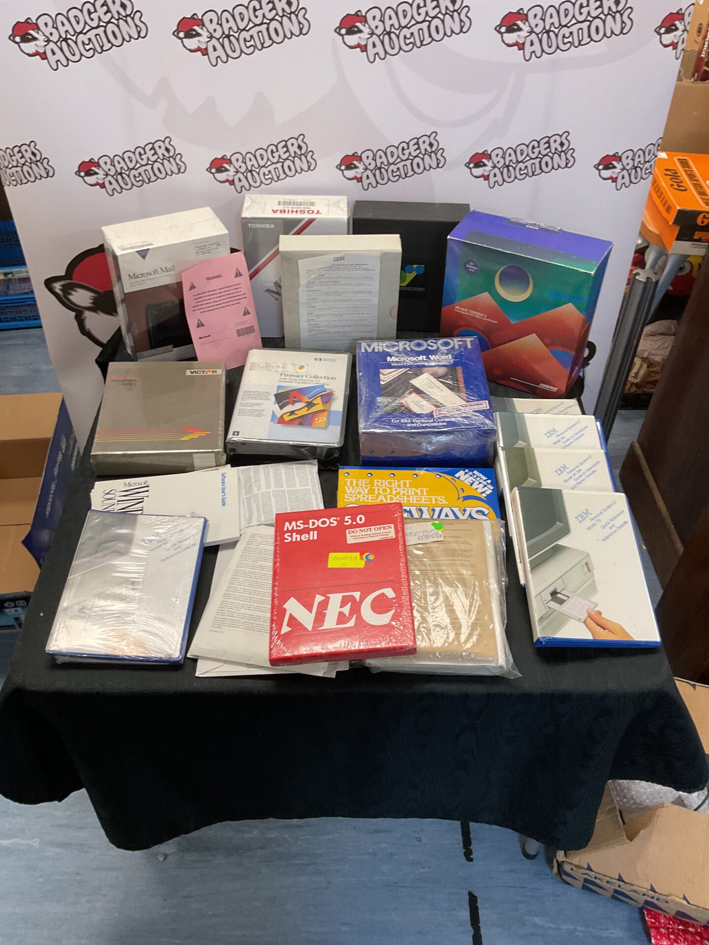 495 Box of vintage computer softwares inc Microsoft and IBM