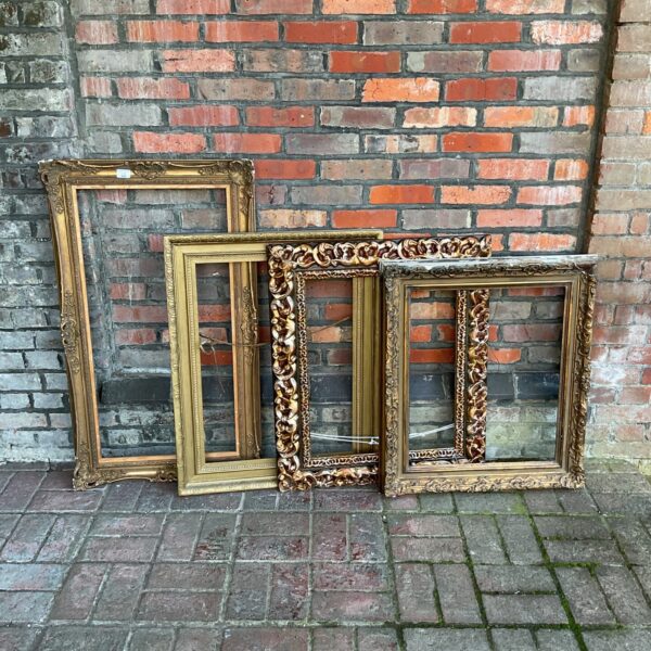 Ornate gilt picture frames bundle, antique gold finish.