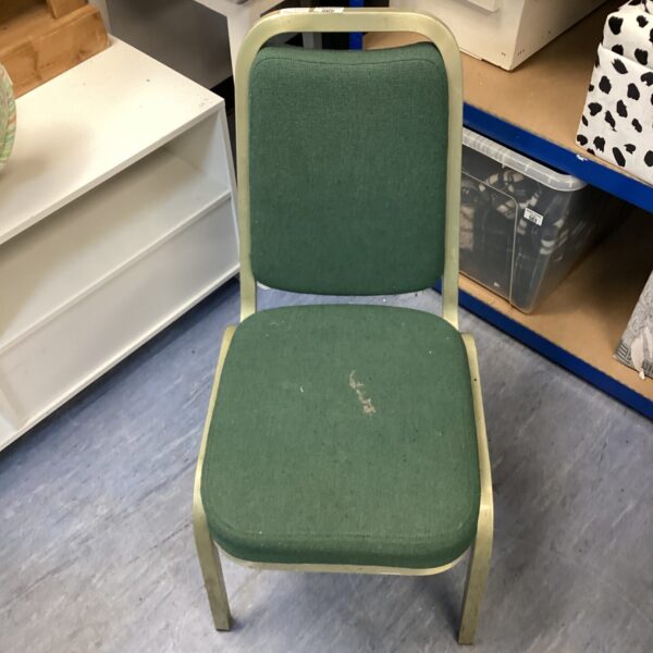 Vintage green Burgess metal framed chair, classic mid-century style.