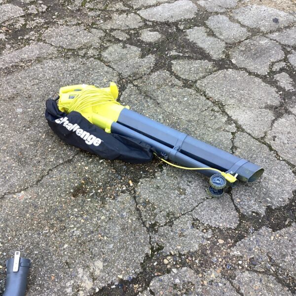 Challenge electric leaf blower for garden cleaning and leaf removal.