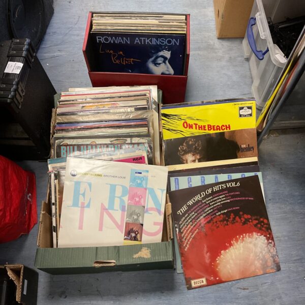 Vintage vinyl record collection featuring Bill Haley records.