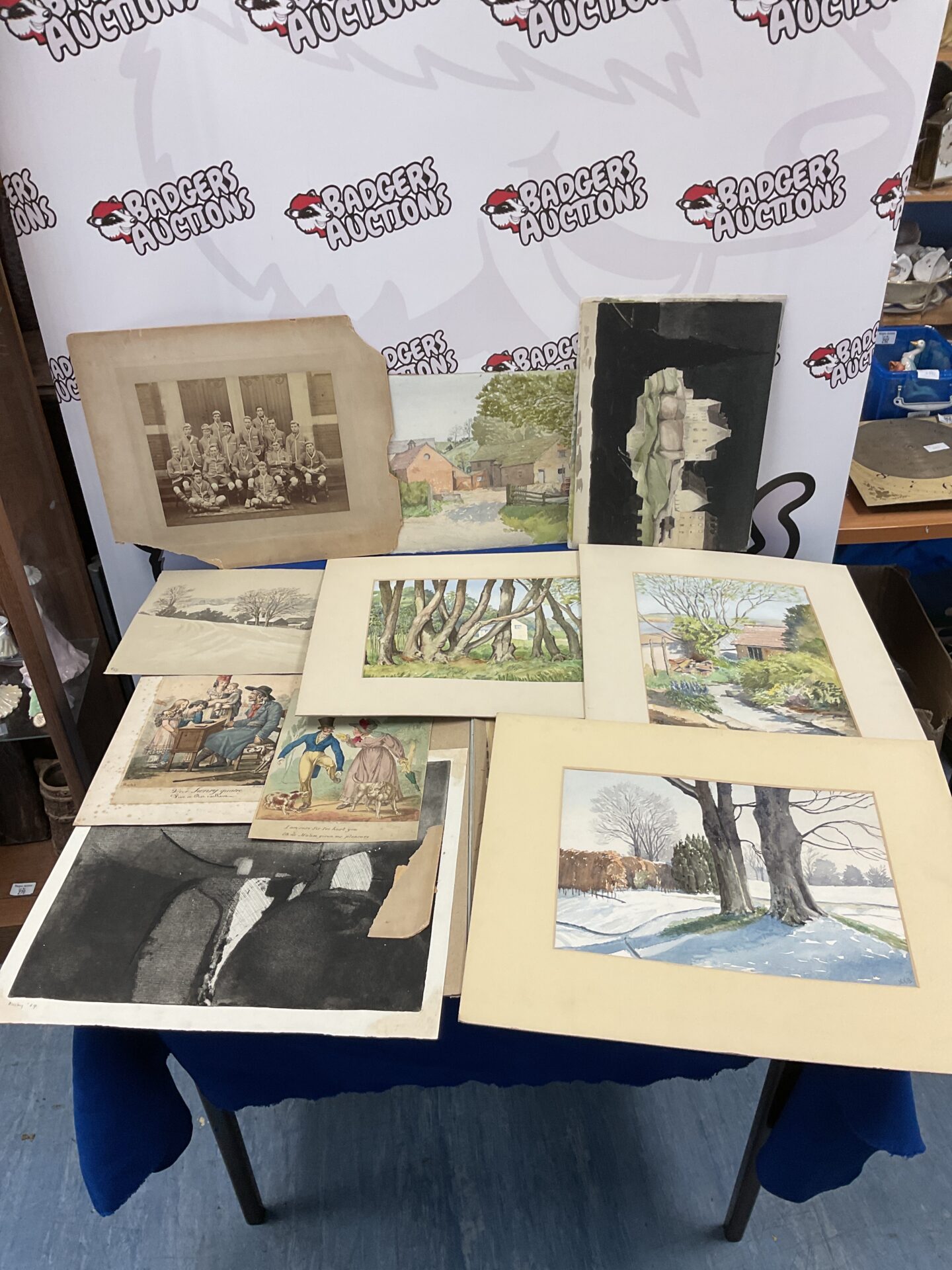 738 Collection of original artwork & prints in folder