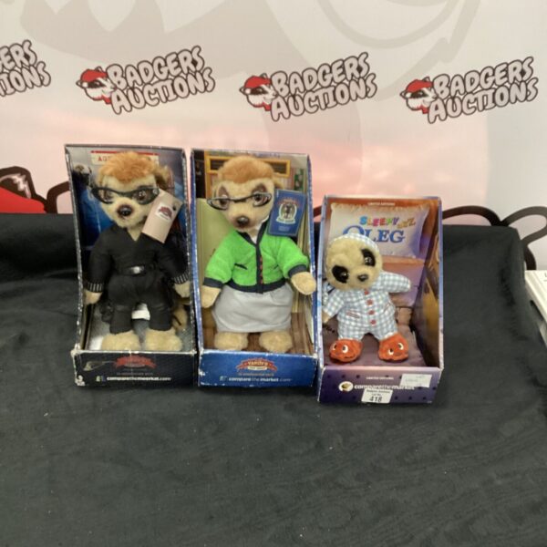 Compare the Market meerkat toys, Aleksandr Orlov and Sergei, collectible figures.