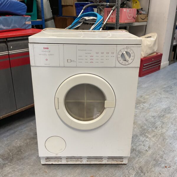 White vintage Creda Reversair tumble dryer front view.