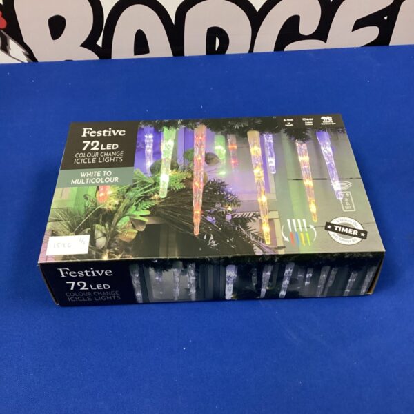 Festive 72 LED colour changing icicle lights for Christmas.