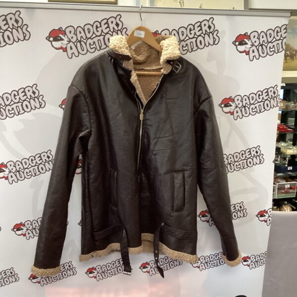 Men's size XL flying jacket, front view, aviator style.