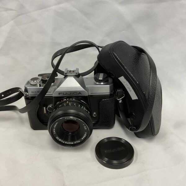 Vintage Fujica ST605N 35mm film camera with lens attached.