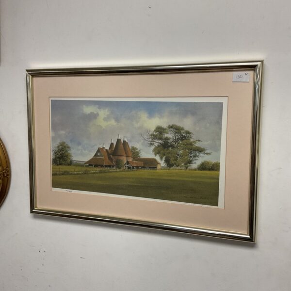 Signed limited edition George Hawkins oast print of a hop farm in Kent.