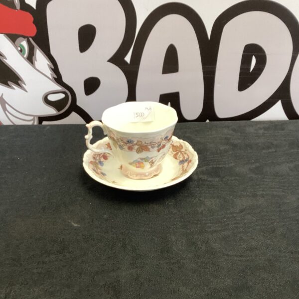 Vintage Royal Doulton Autumn tea cup and saucer with autumn leaf design.