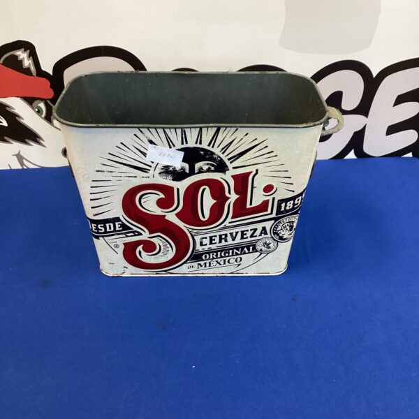 Vintage Sol beer chiller bucket with classic branding.