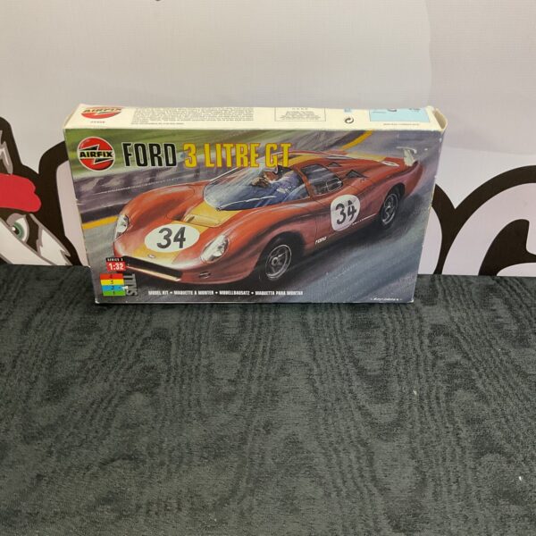 Vintage Airfix Ford GT model kit box, classic car model.