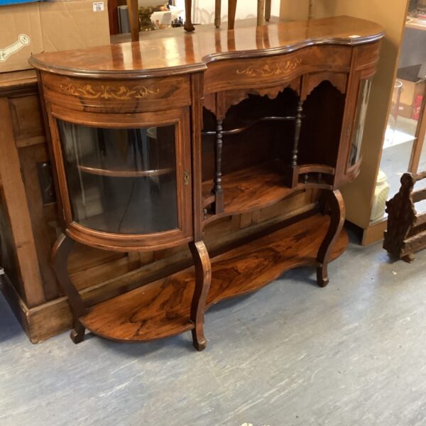 Serpentine inlaid burr walnut Display Cabinet