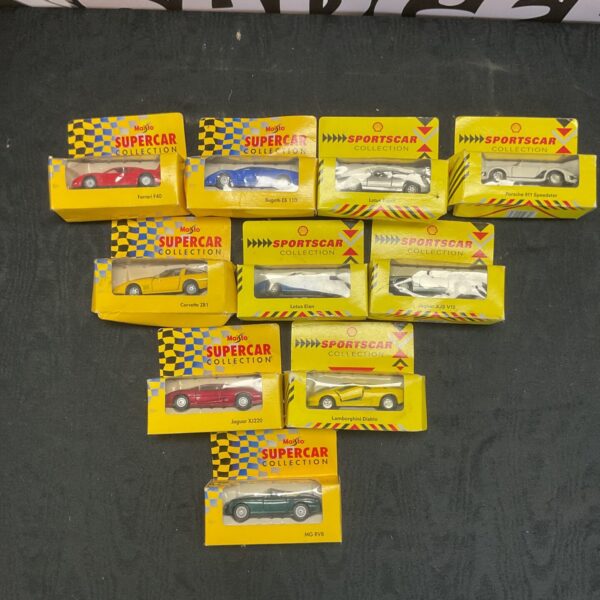 Selection of boxed Maisto diecast sports and super car models.