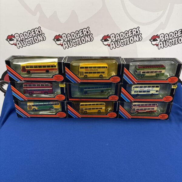 Lot of nine 1/76 scale EFE diecast buses for collectors.
