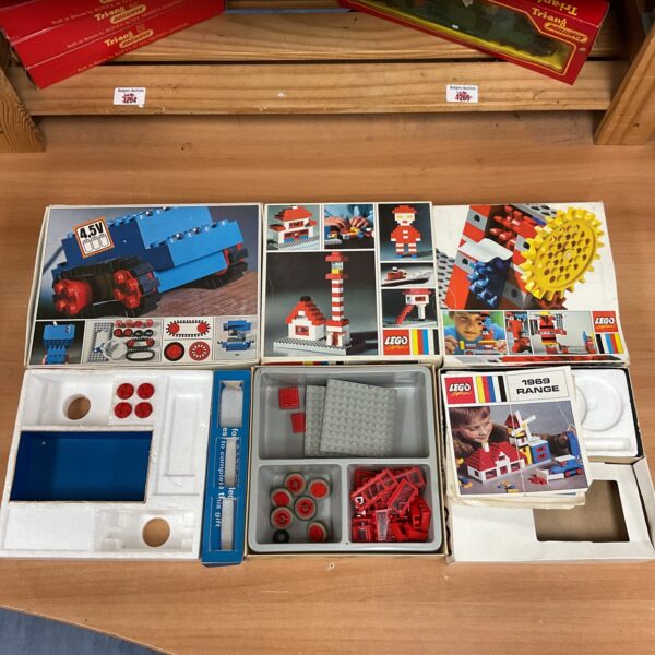 Vintage Triang Lego boxes, empty, collectible toy packaging.