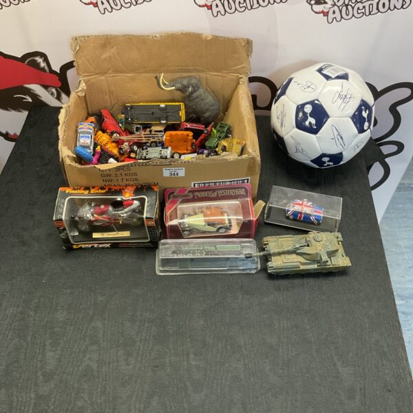 Mixed lot of diecast models and a Spurs football.