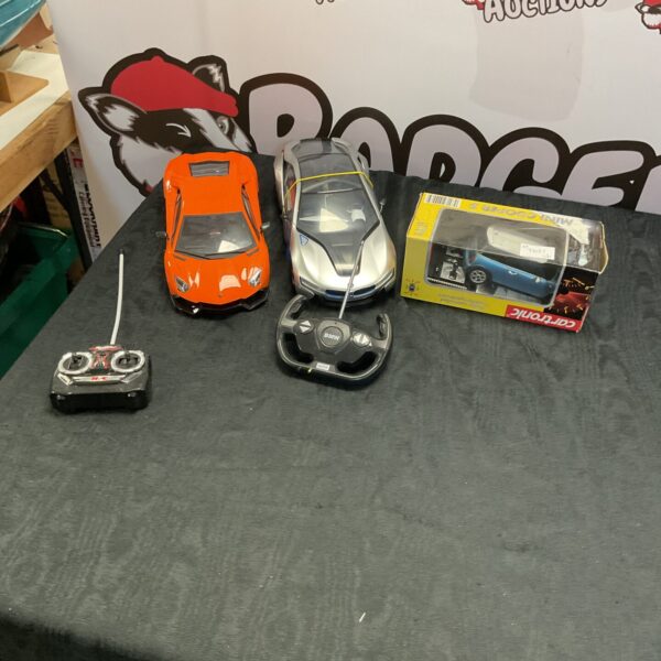 RC cars lot featuring BMW and Lamborghini remote control vehicles.