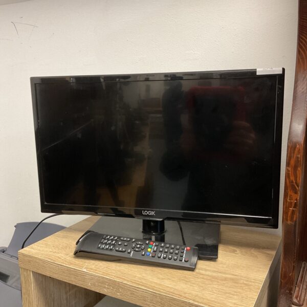Compact Logik 20 inch HD LED TV with remote control.