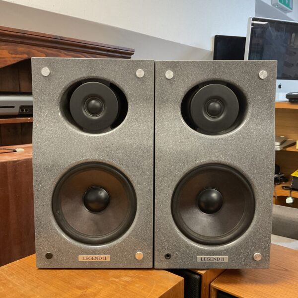 Vintage Legend II speakers, a pair of bookshelf stereo audio equipment.