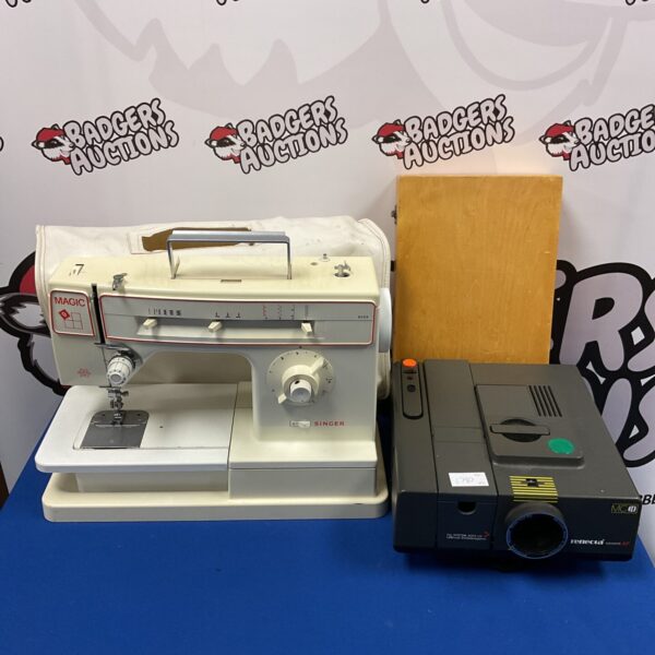 Vintage Singer Magic 9 sewing machine and Reflecta Diamator AF projector.
