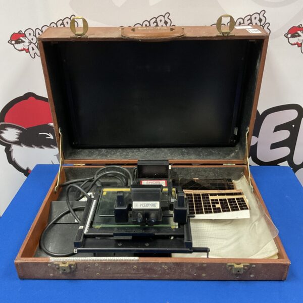 Vintage Visidyne TK-II-E microfiche reader in brown casing.