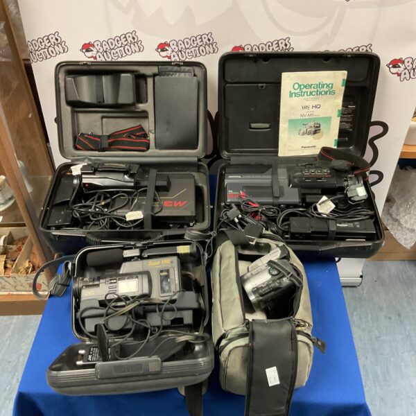Vintage Panasonic NV-M5 camcorder in a lot of retro video cameras.