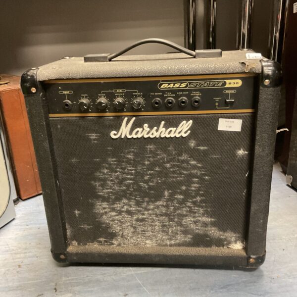 Vintage Marshall Bass State B30 amplifier, black finish, detailed view.
