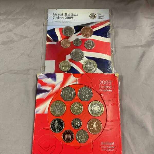 UK coin collection 2003 and 2009, Royal Mint, uncirculated coins.
