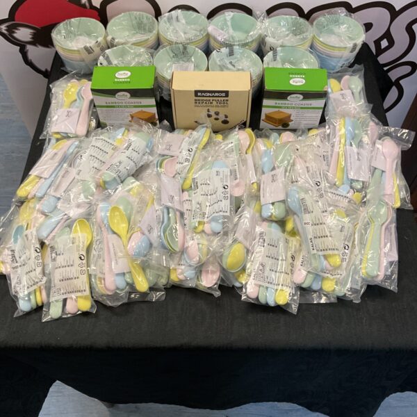 Ikea Kalas spoons, bowls, and bamboo coasters in a new lot.