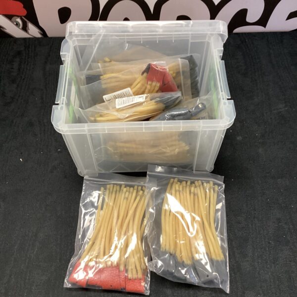 Quantity of catapult rubber bands in a clear bag.