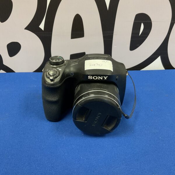 Sony DSC-H300 digital camera, black compact point and shoot.