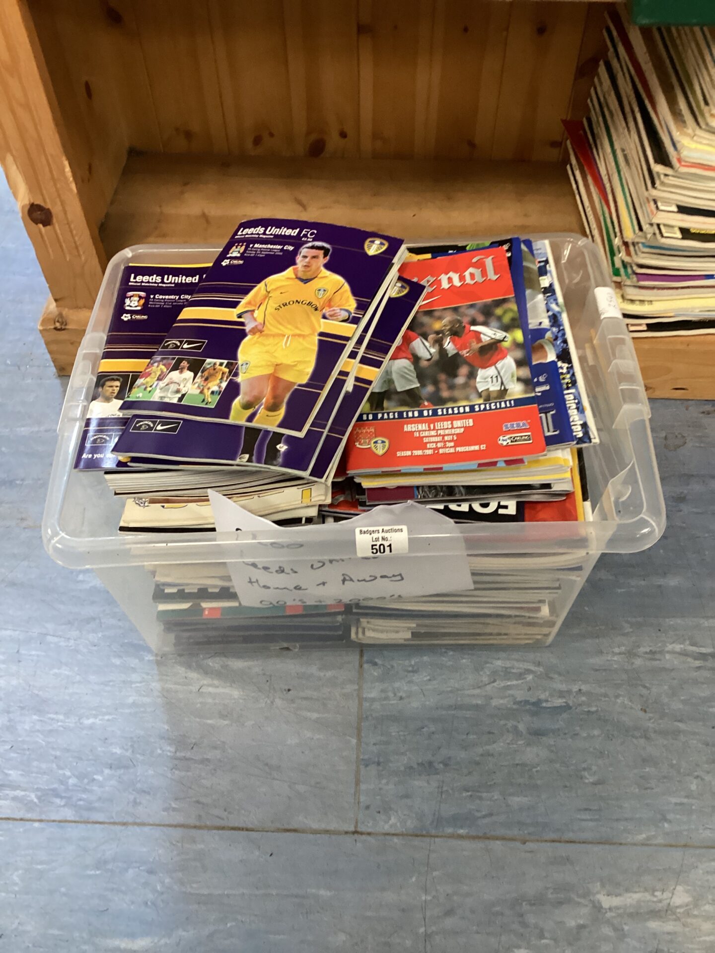 501 Large quantity of leeds home & away football programmes