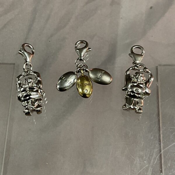 Lot of three Hot Diamond silver charms for bracelets.