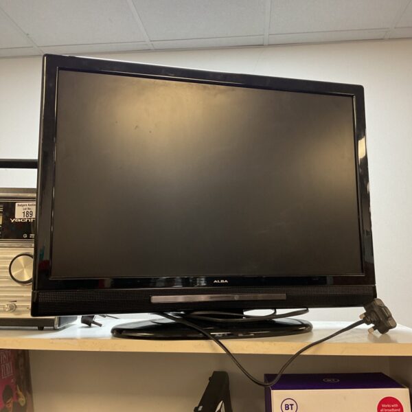 Front view of Alba 22 inch HD TV with built-in DVD player.