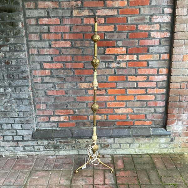 Vintage standard lamp with marble column and brass base.