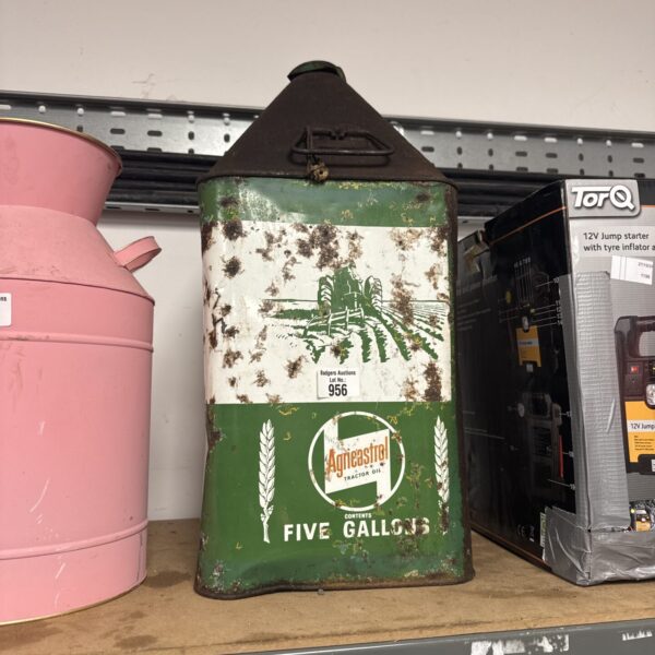 Vintage agricastrol five gallon oil can
