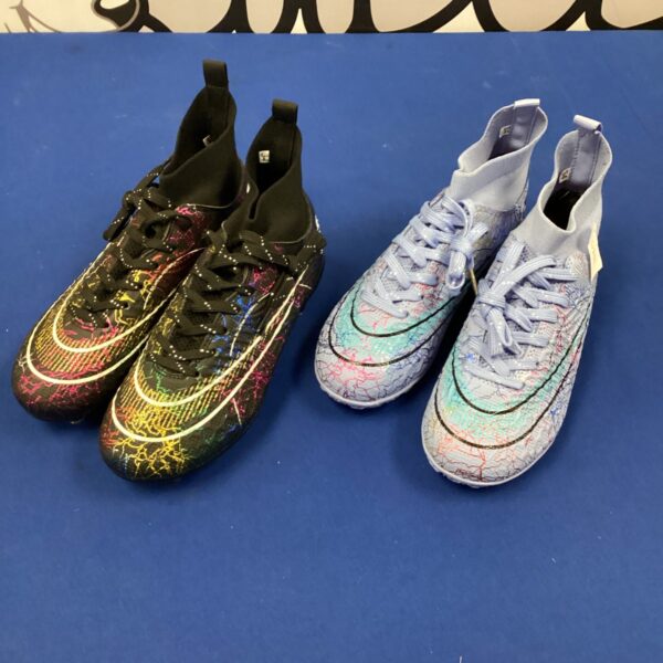 Vibrant multicoloured Nike football boots for sports and training.
