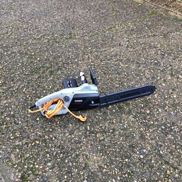 Titan electric chainsaw, a corded power tool for garden use.