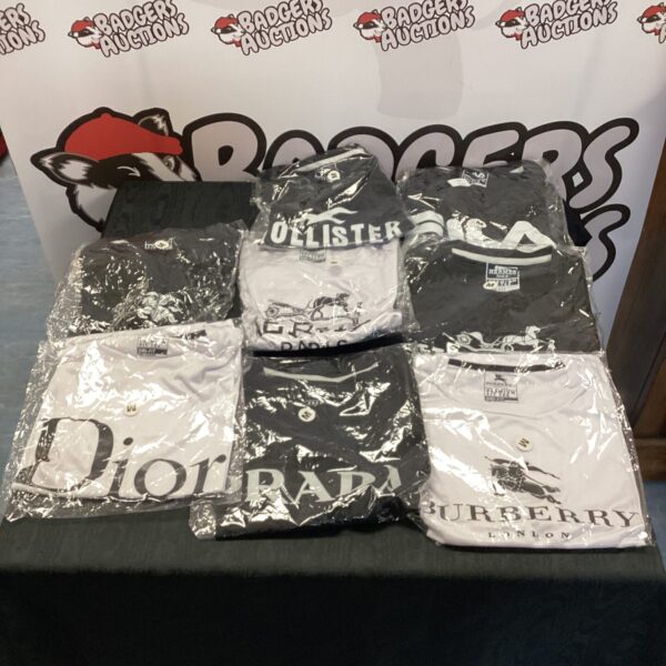 Designer T-shirt bundle featuring Hermes and Burberry styles.