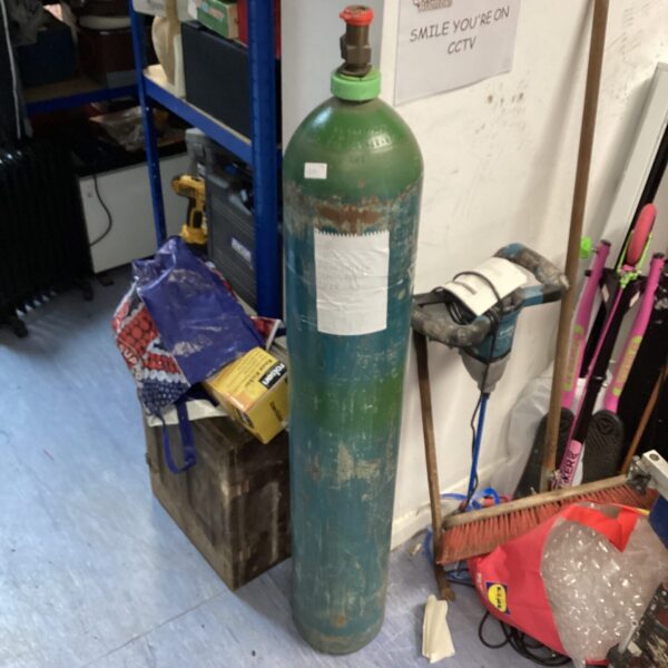 Blue BOC gas cylinder, industrial gas container, empty shell.