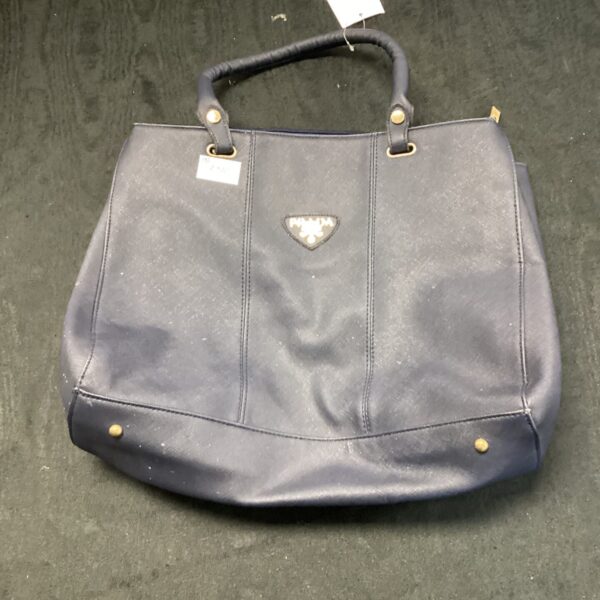 Dark blue vintage Prada Milano handbag with top handle.