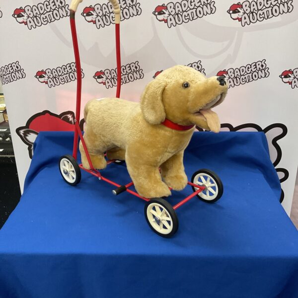 Vintage wooden ride-on toy dog by MulHolland and Bailie.