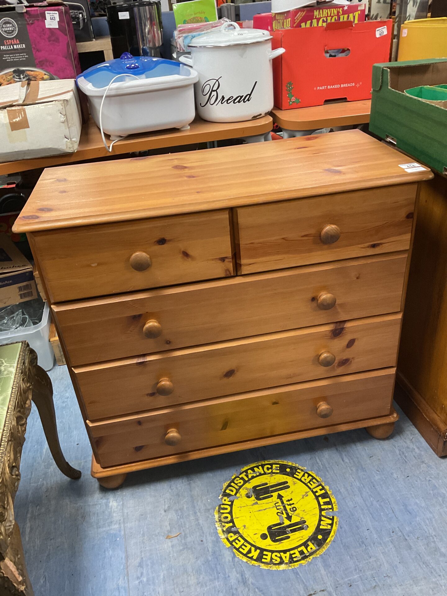 414 Pine 3 over 2 Chest of Drawers