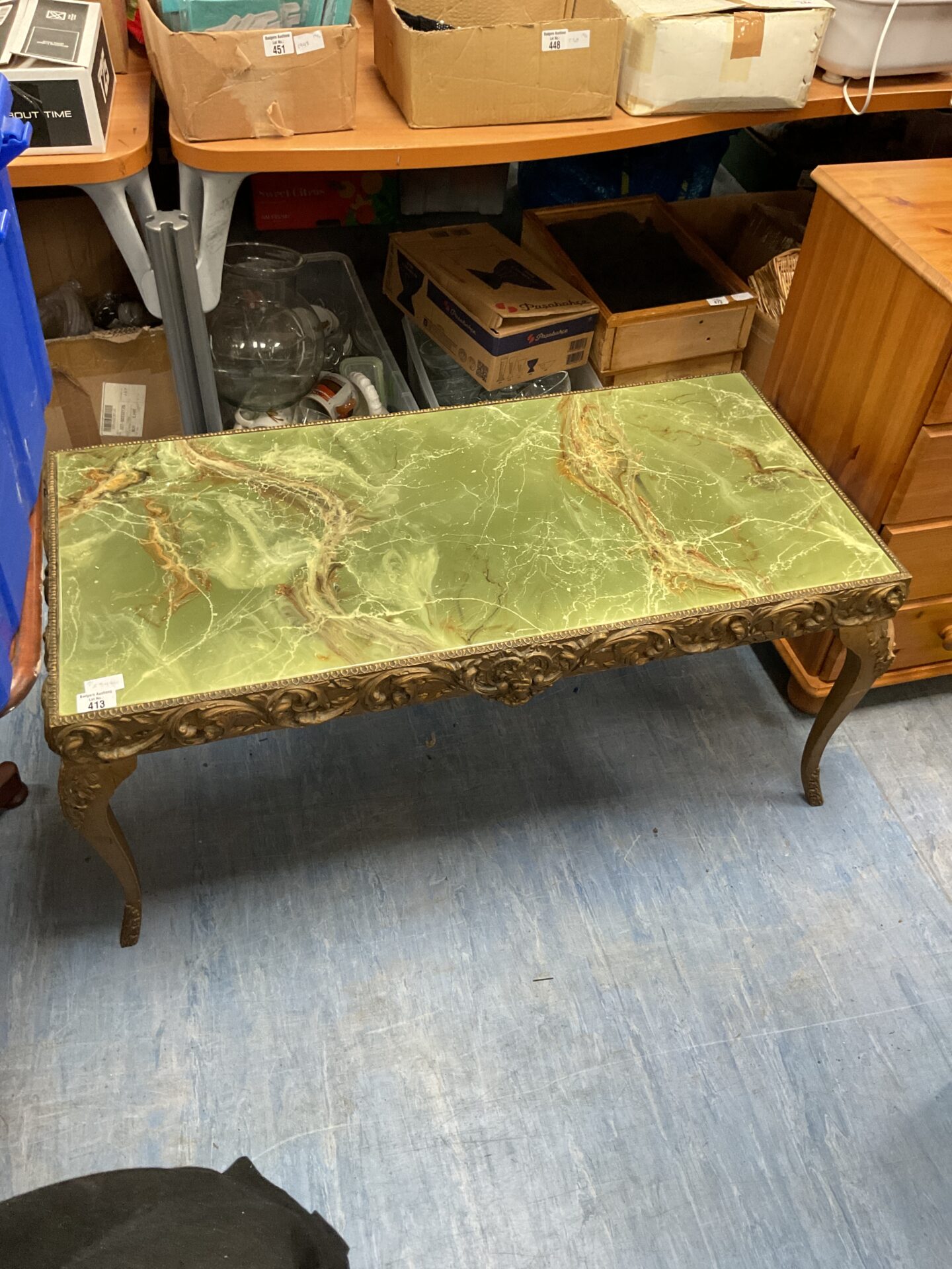 413 Vintage french style marble topped table